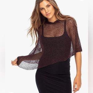 Sheer Poncho/Shrug, Lightweight, Chocolate Brown, One Size